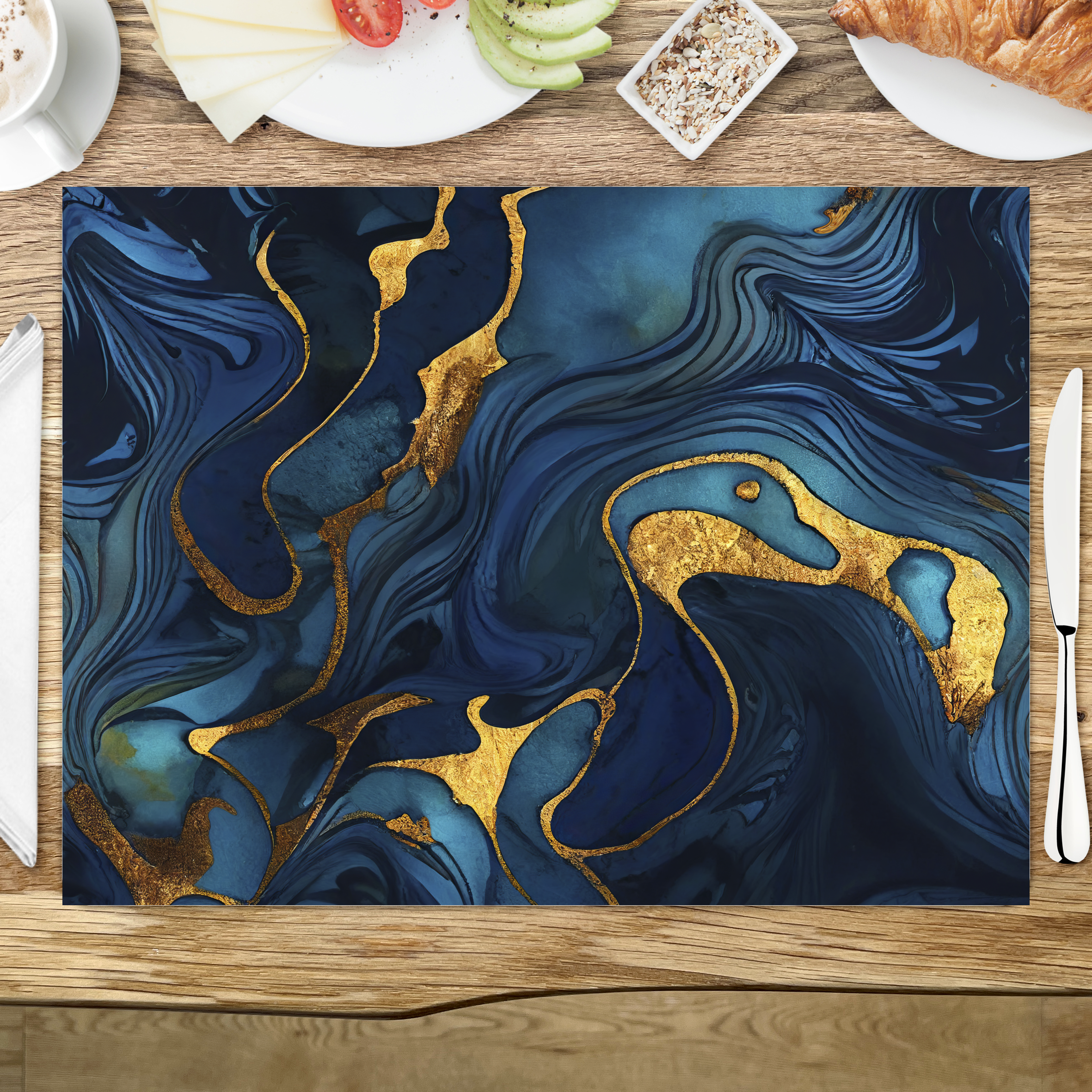 raxxa Premium-Tischset: Navy Blue Gold Marble - Image 3