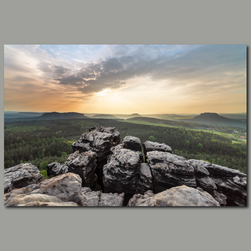 Poster: Abendlicher Ausblick im Elbsandsteingebirge
