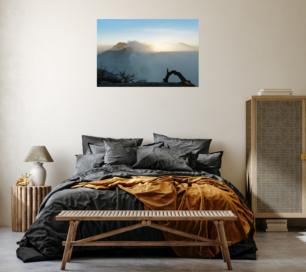 Poster: Erstes Tageslicht und Bergschatten am aktiven Vulkan Ijen - immagine 4