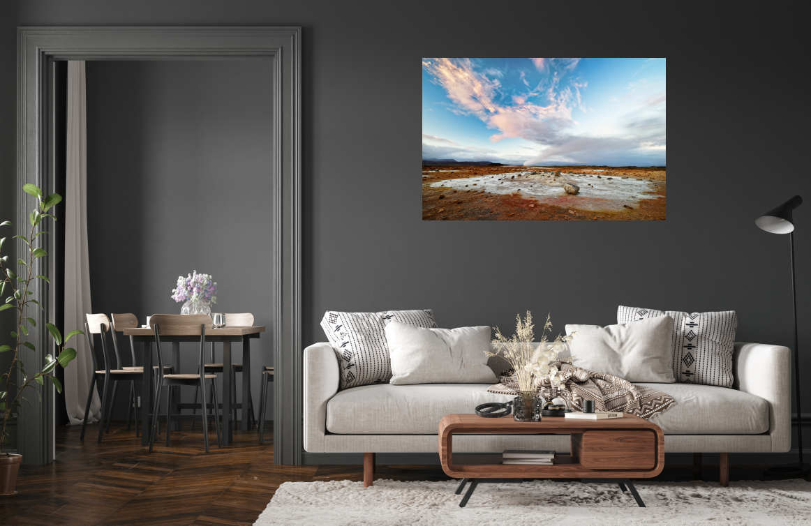 Poster: Island - Vulkanlandschaft - Geothermalgebiet mit Dampfaustritt – Bild 2