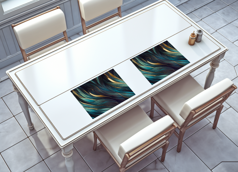 raxxa Premium-Tischset: Teal Gold Marble - immagine 2