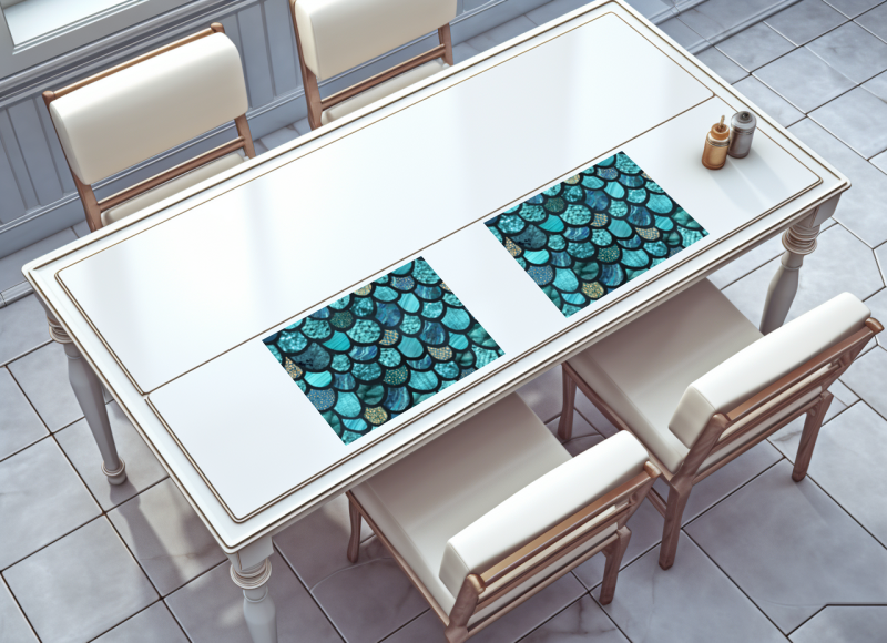 raxxa Premium-Tischset: Mermaid Scales Turquoise - Imagen 2