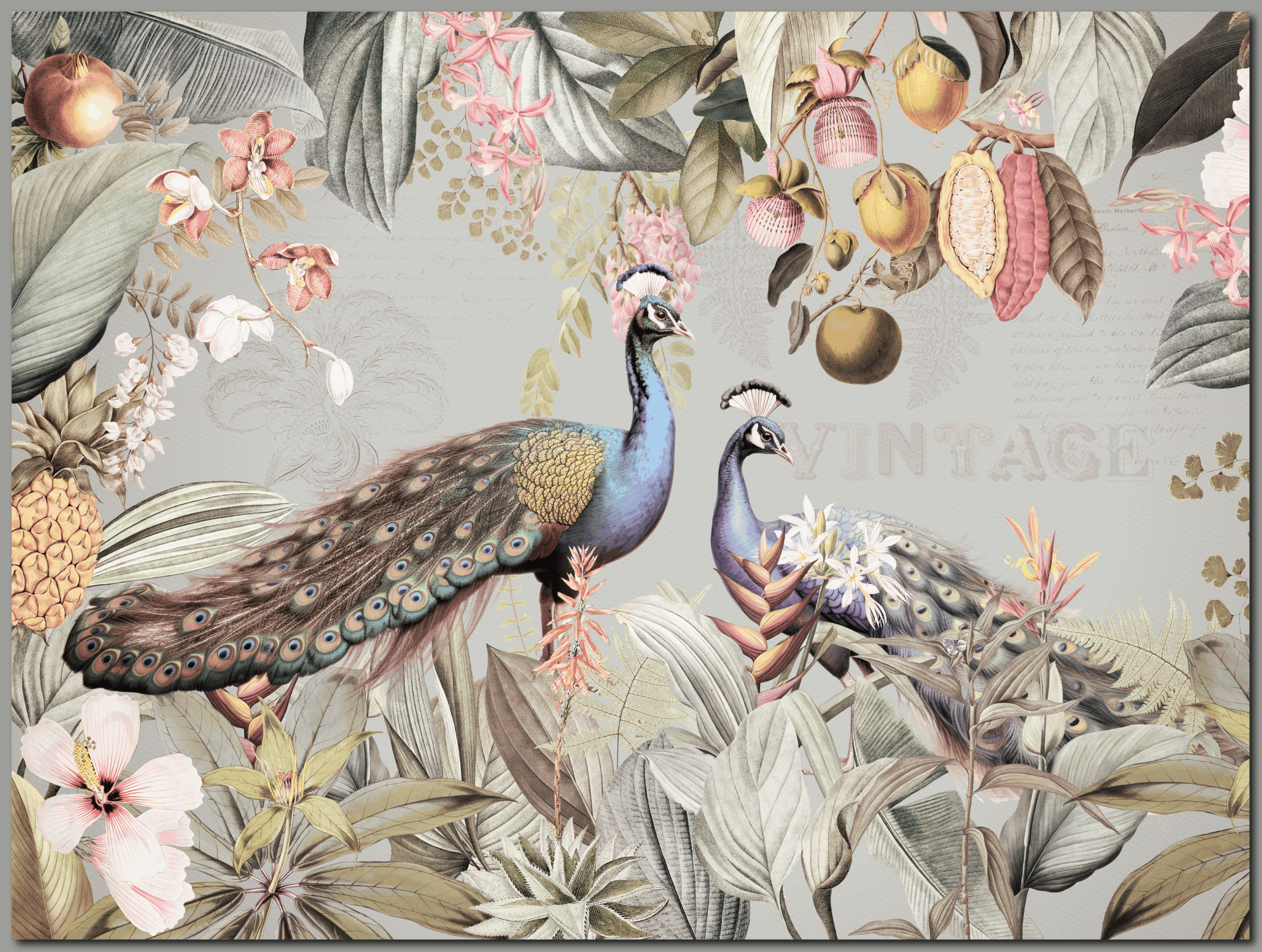 raxxa Premium-Tischset: Luxuriöse Pfauen im tropischen Blüten und Früchte Dschungel – Bild 2