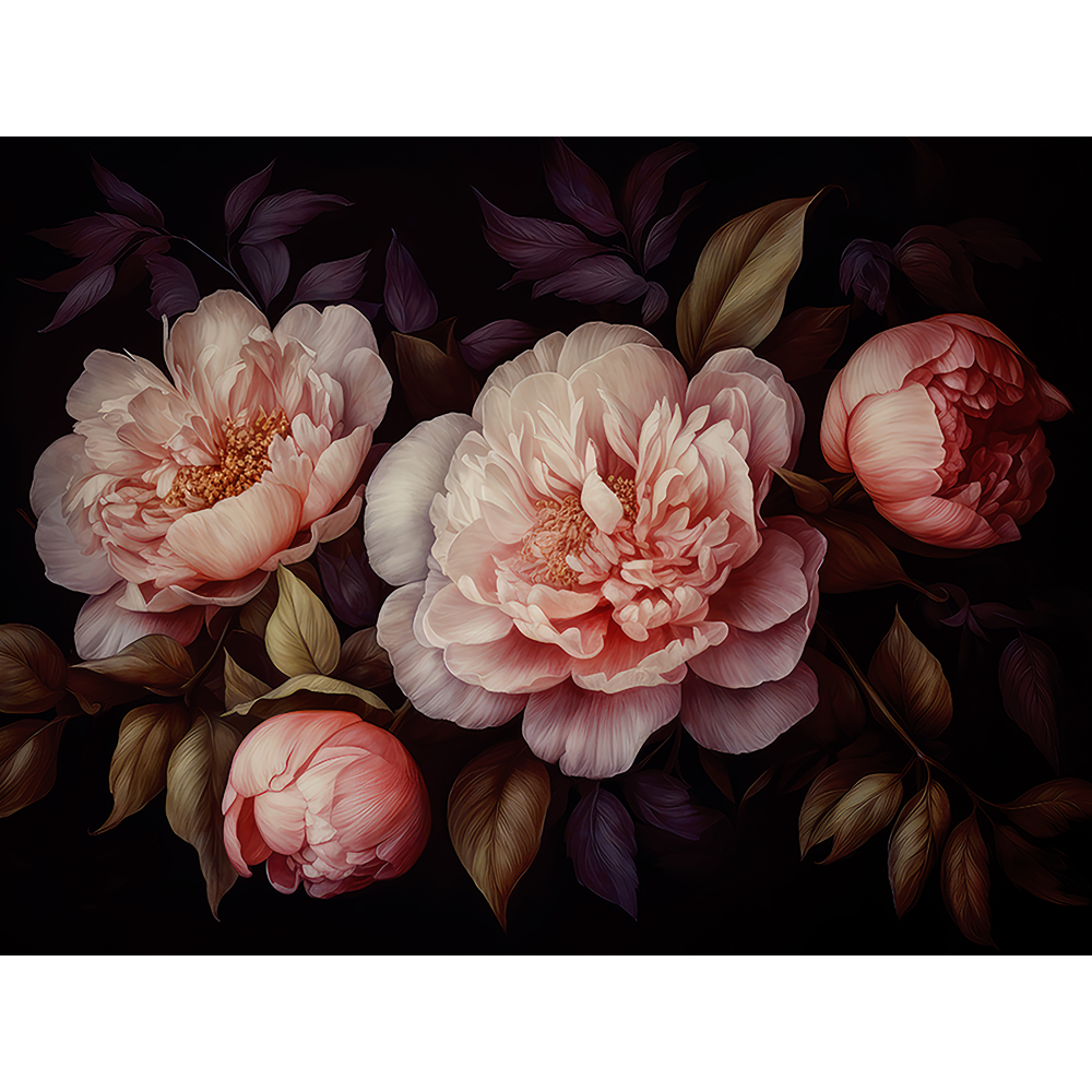 raxxa Premium-Tischset: Schwarz und Pfirisch Pfingstrosen Blüten: Ein vintage-gotischer Rausch - immagine 3