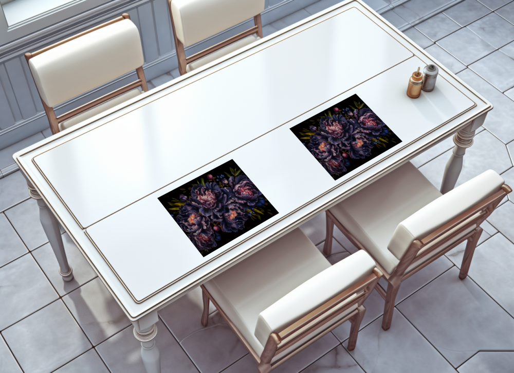 raxxa Premium-Tischset: Purple Blüten auf Schwarz: Barocke Pfingstrosen in ihrer vollen Pracht - immagine 4