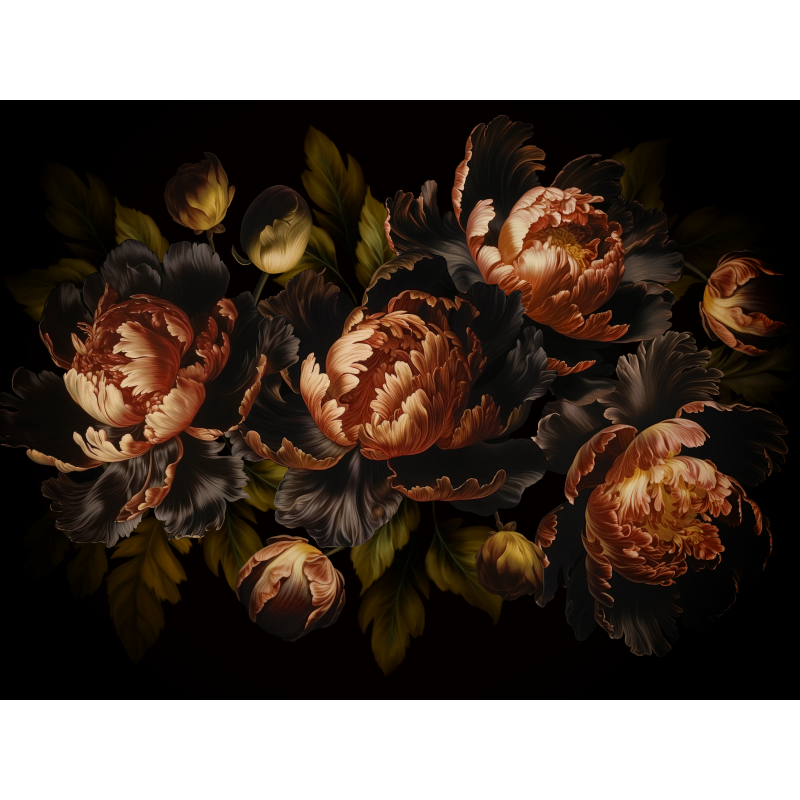 raxxa Premium-Tischset: Düstere barocke Eleganz: Blumige Arrangements im Vintage-Stil