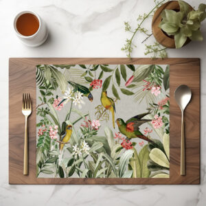 raxxa Premium-Tischset: Vintage Papagein im tropischen Dschungel