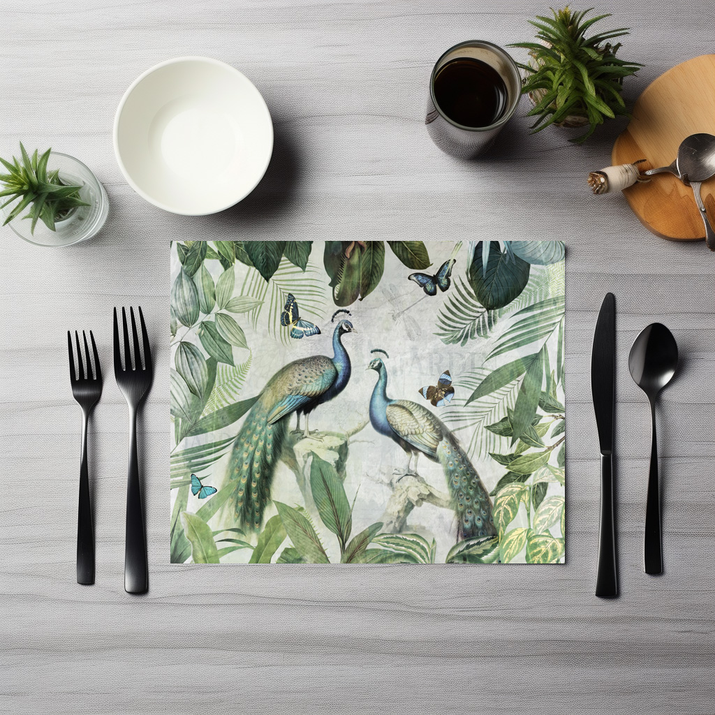 raxxa Premium-Tischset: Exotische königliche Pfauen im tropischen Dschungel – Image 6