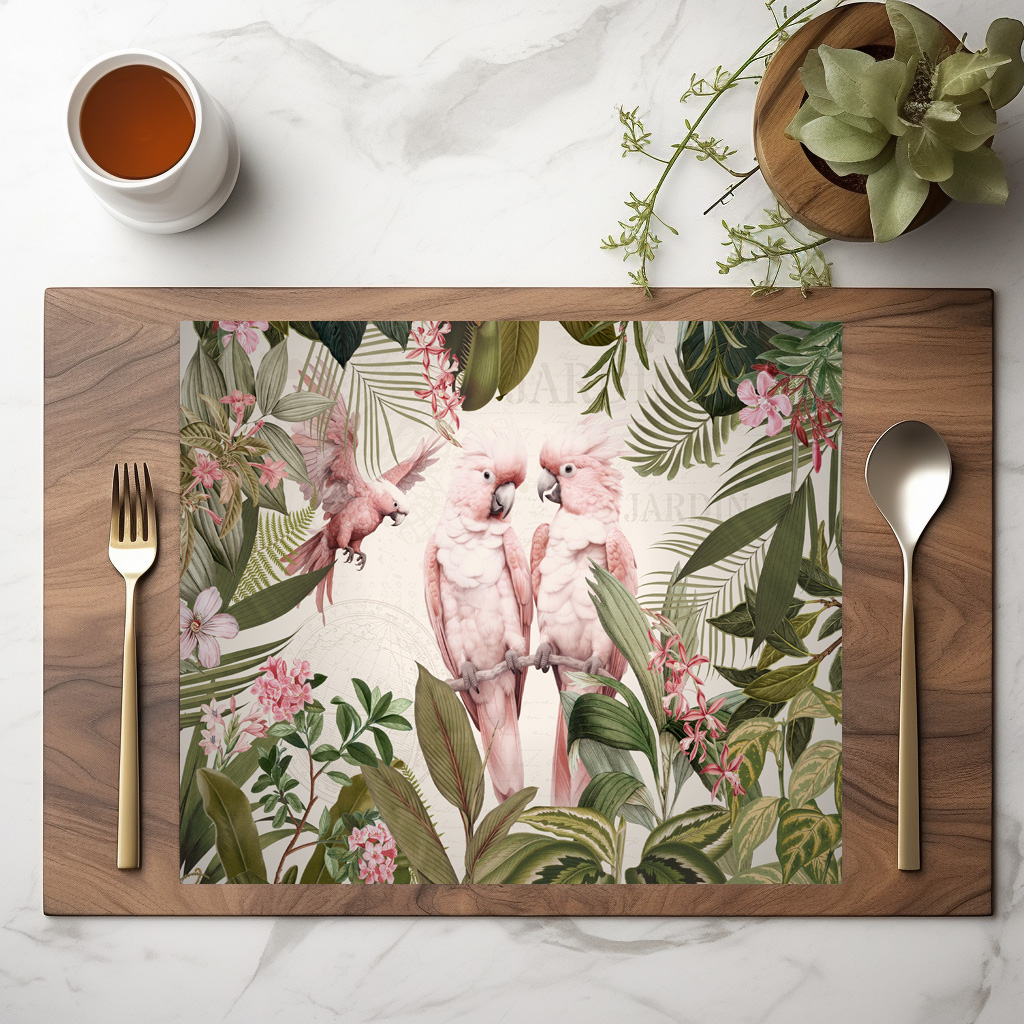 raxxa Premium-Tischset: Pink Kakadus im Exotischen Dschungel - immagine 5
