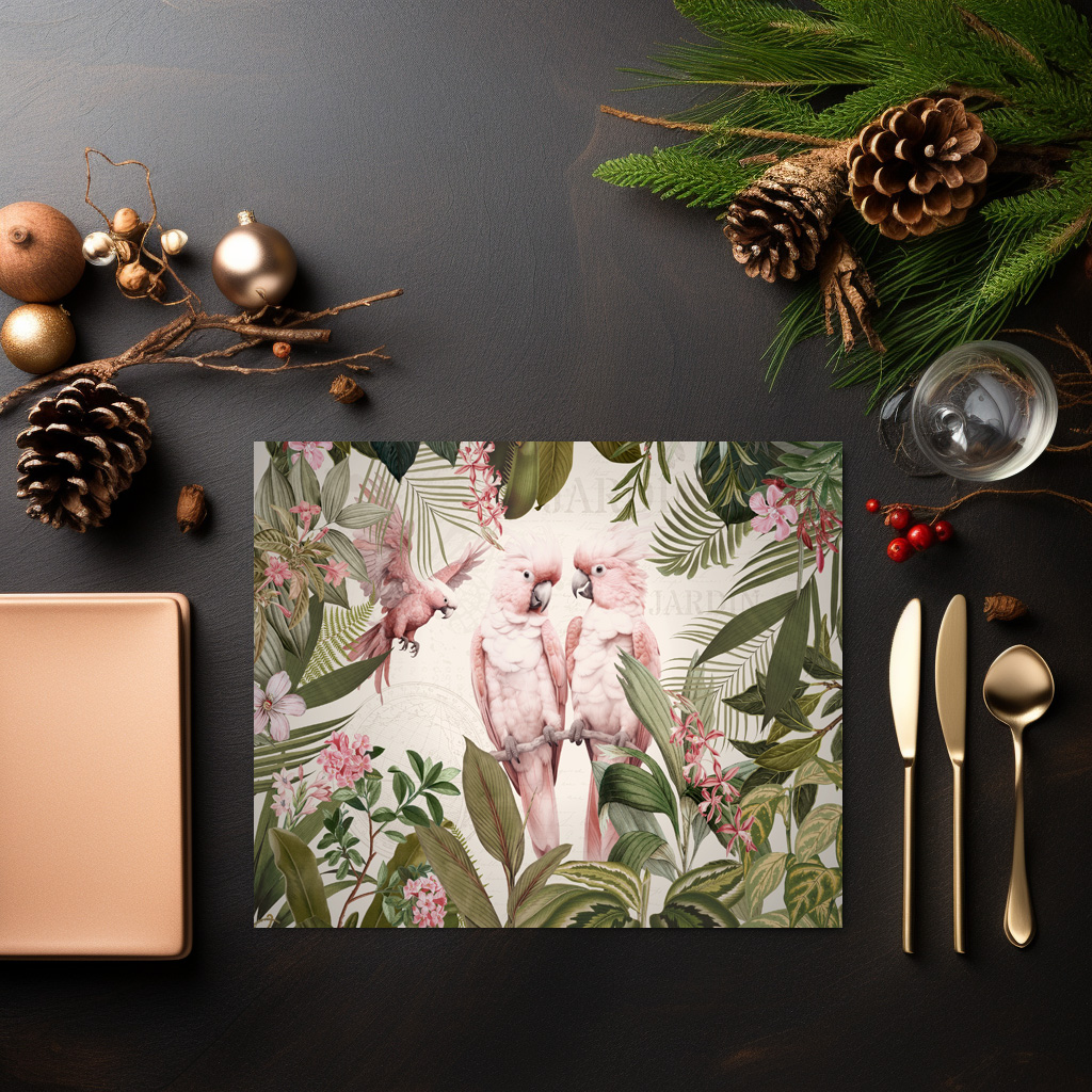 raxxa Premium-Tischset: Pink Kakadus im Exotischen Dschungel - immagine 6