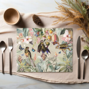 raxxa Premium-Tischset: Lebhafte Papagein im Vintage Tropen Dschungel