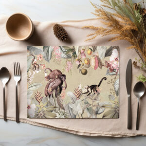 raxxa Premium-Tischset: Verspielte Affen im Vintage Tropen Dschungel