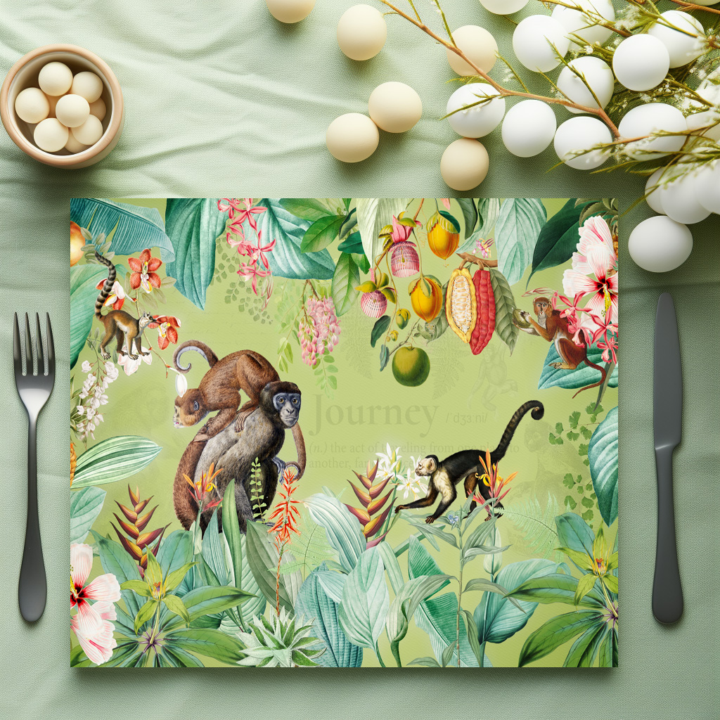 raxxa Premium-Tischset: Zauberhafte Affen im exotischen Blüten und Früchte Dschungel - Image 6