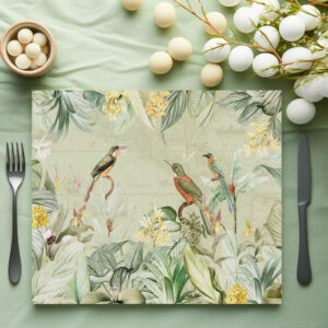 raxxa Premium-Tischset: Tropische Eisvögel im Wilden Palmen Dschungel