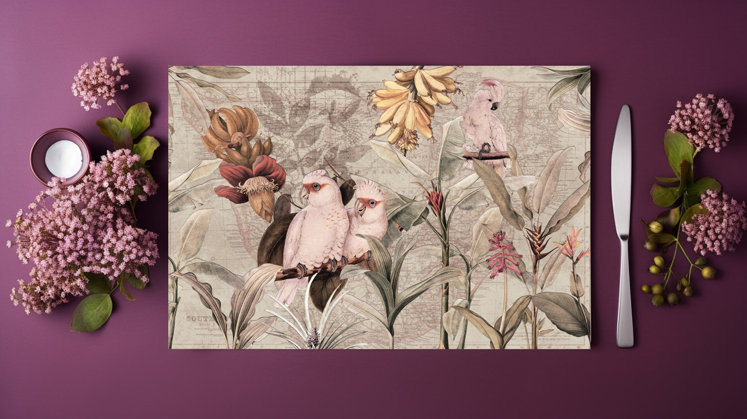 raxxa Premium-Tischset: Exotischer Kakadu Dschungel Garten 2
