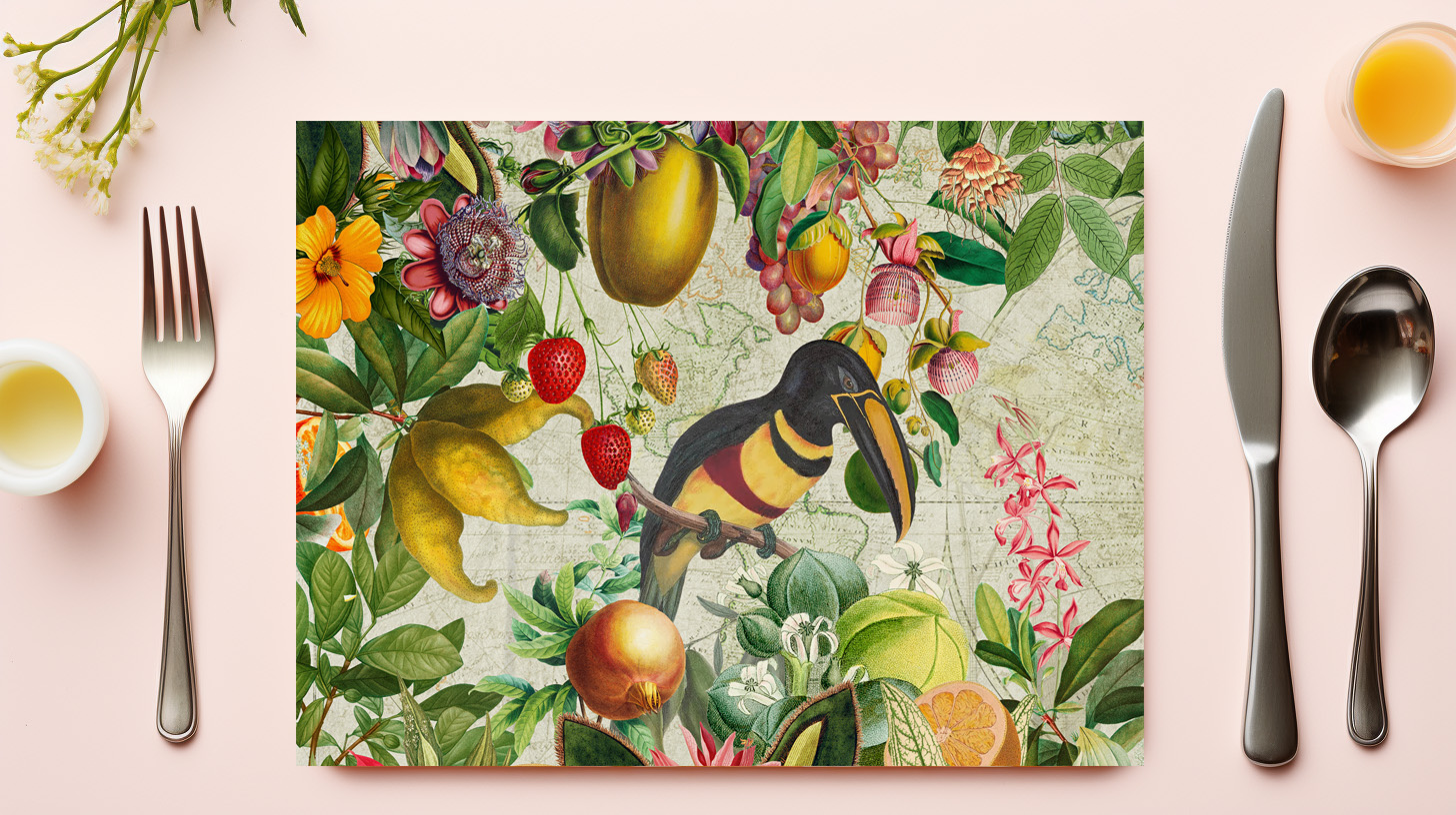 raxxa Premium-Tischset: Nostalgischer Tukan Dschungel