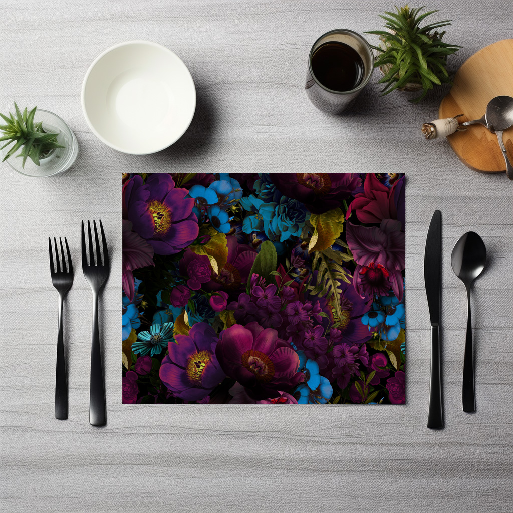 raxxa Premium-Tischset: Opulente Blumenpracht: Vintage Gothic Eleganz