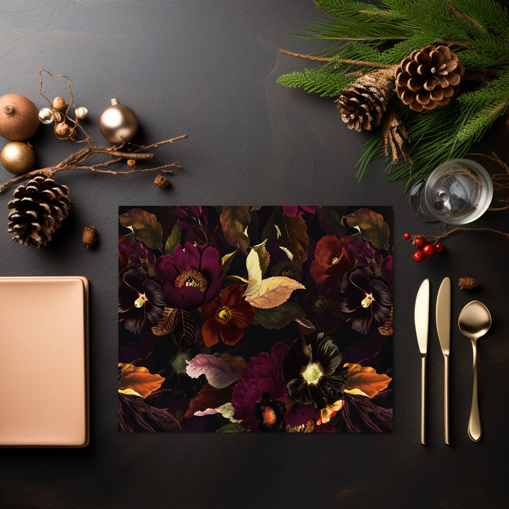 raxxa Premium-Tischset: Üppige Dunkelheit: Vintage Blumendesigns im Gothic-Stil - immagine 4