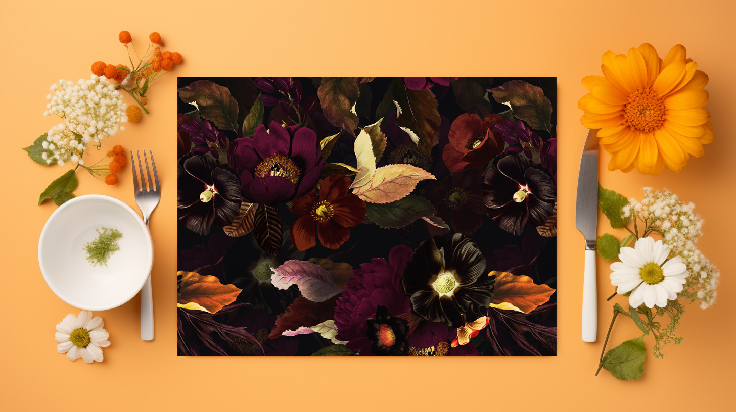 raxxa Premium-Tischset: Üppige Dunkelheit: Vintage Blumendesigns im Gothic-Stil - immagine 5