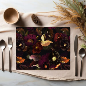 raxxa Premium-Tischset: Üppige Dunkelheit: Vintage Blumendesigns im Gothic-Stil