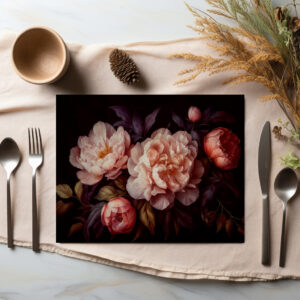 raxxa Premium-Tischset: Schwarz und Blüten: Ein vintage-gotischer Rausch