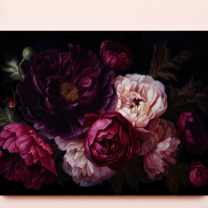 raxxa Premium-Tischset: Vintage Dunkelheit: Blumen auf Schwarz in barockem Glanz