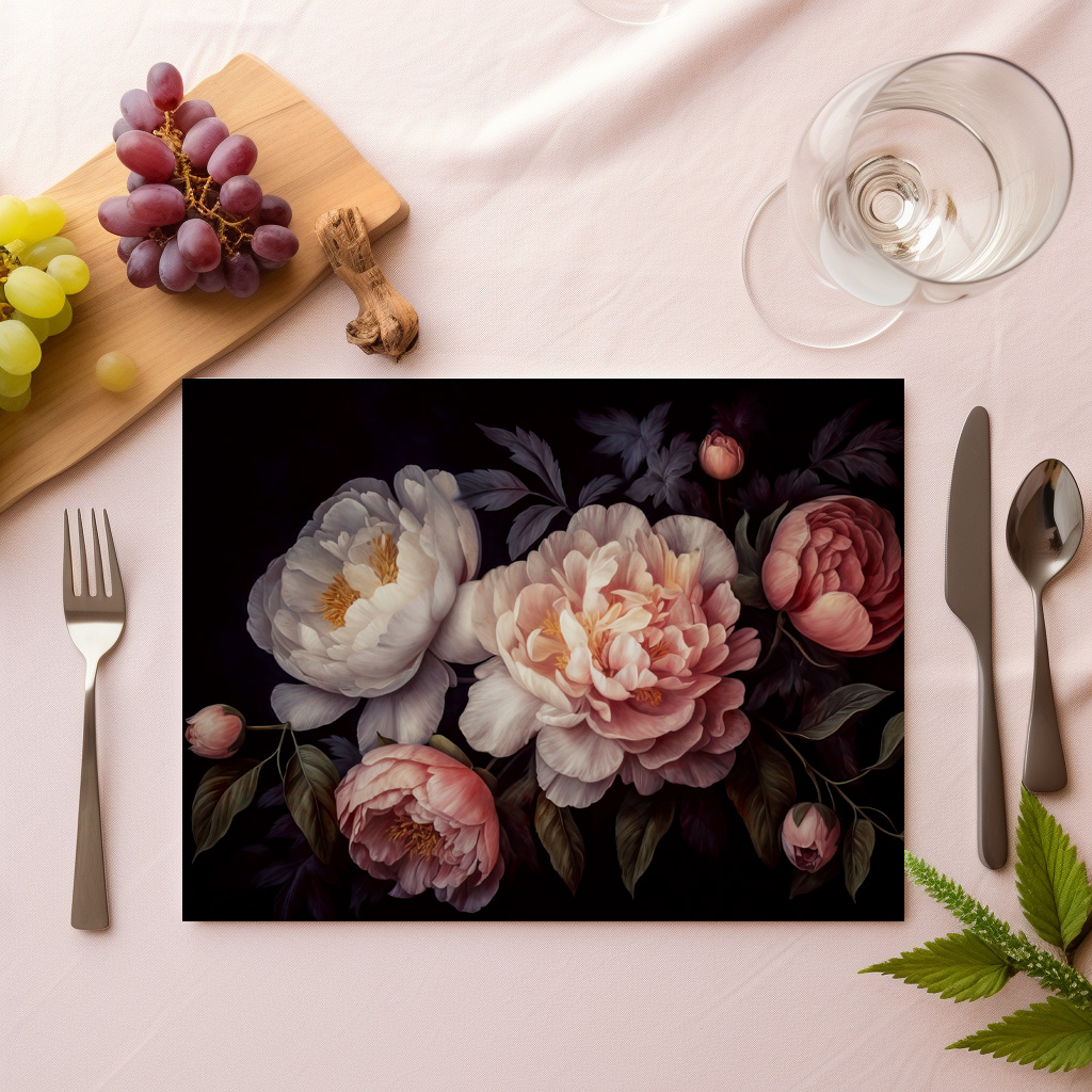 raxxa Premium-Tischset: Romantik im Dunkeln: Üppiges Gothic-Blumenarrangement – Bild 5