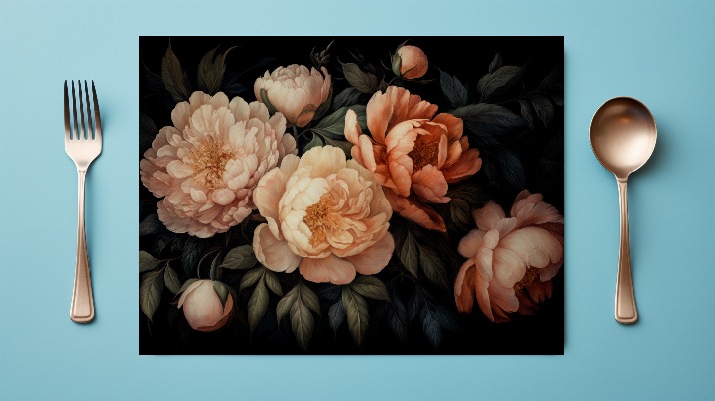 raxxa Premium-Tischset: Düstere Eleganz: Blumiges Arrangement im Vintage-Stil - immagine 6