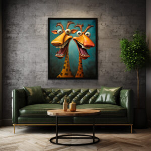Poster: Whimsical Lachende Giraffen