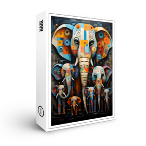 raxxa Premium-Puzzle: Whimsical Bunte Elefanten