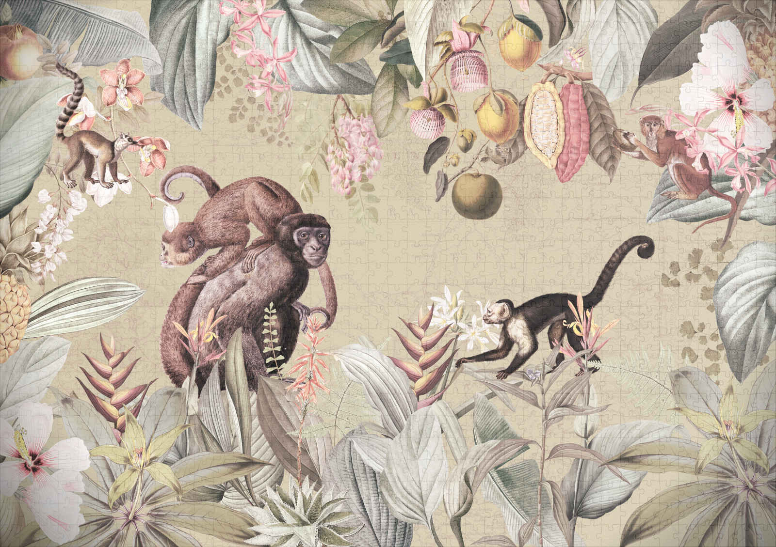 raxxa Premium-Puzzle: Verspielte Affen im Vintage Tropen Dschungel - Image 2