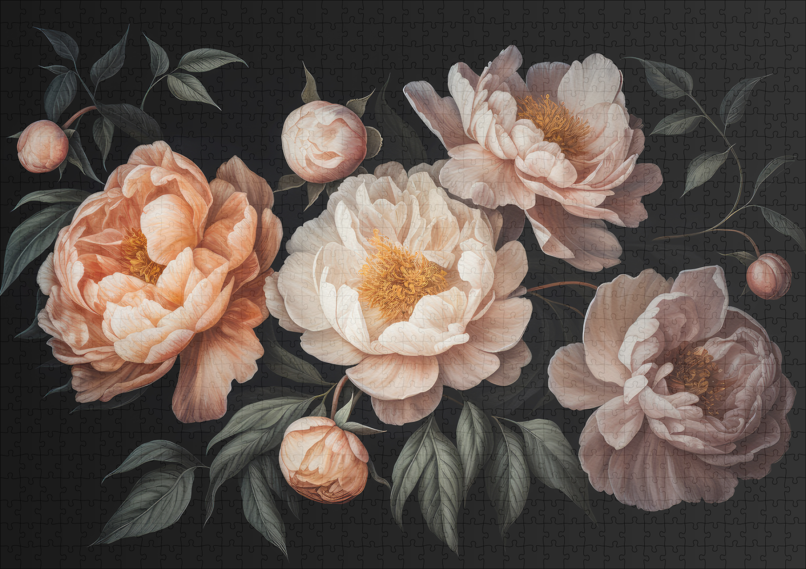 raxxa Premium-Puzzle: Üppige Dunkelheit: Blumige Vintage-Gothic-Kunst – Image 2