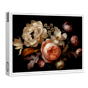 raxxa Premium-Puzzle: Vintage Dunkelheit: Florale Meisterwerke auf Schwarz