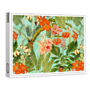 raxxa Premium-Puzzle: Türkis Tropische Träume in Vintage: Blumen und Dschungel