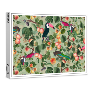 raxxa Premium-Puzzle: Exotische Vintage Tukans im Früchte Paradies