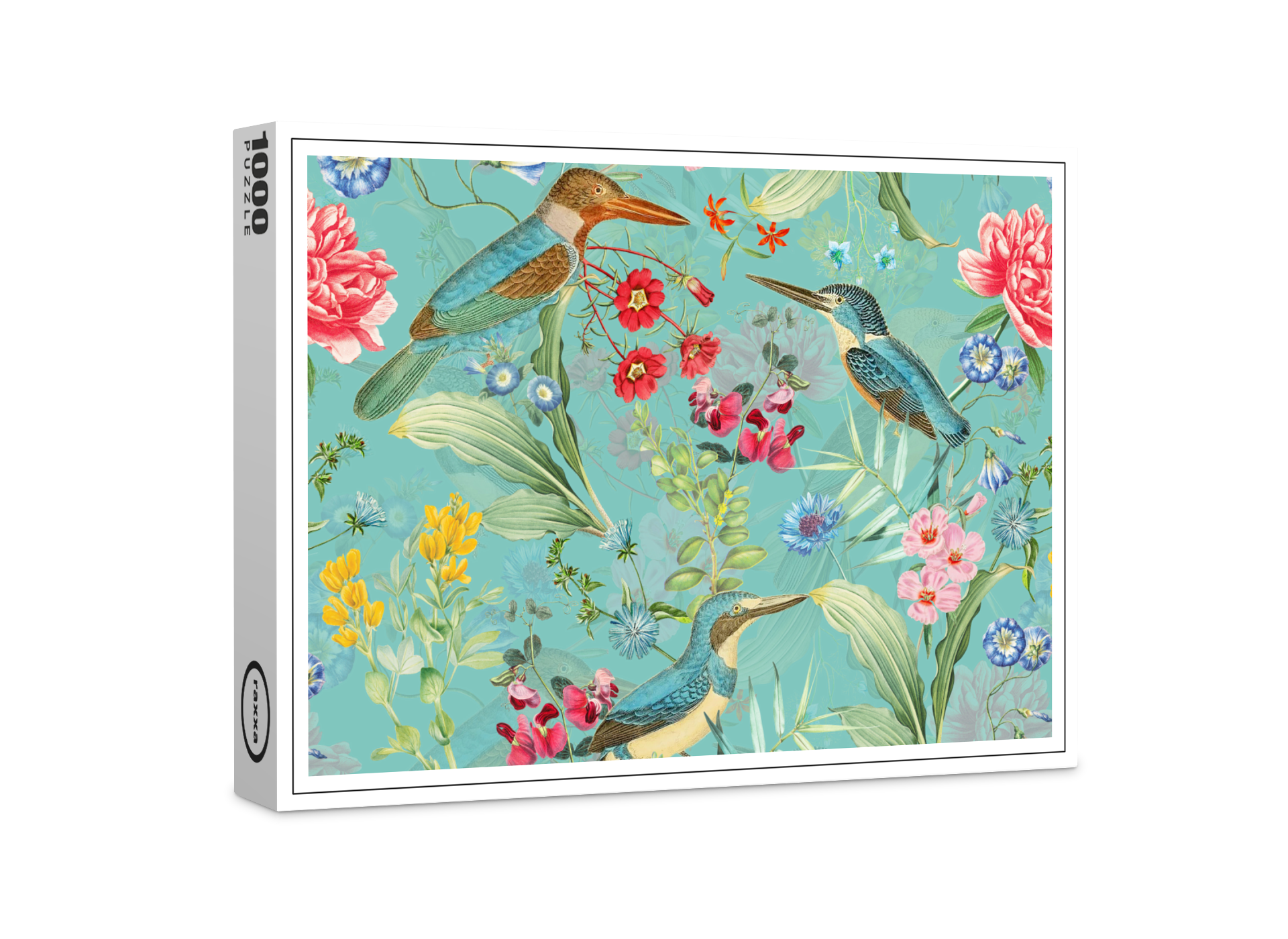 raxxa Premium-Puzzle: Kingfisher-Charme im Dschungel: Vintage-Design