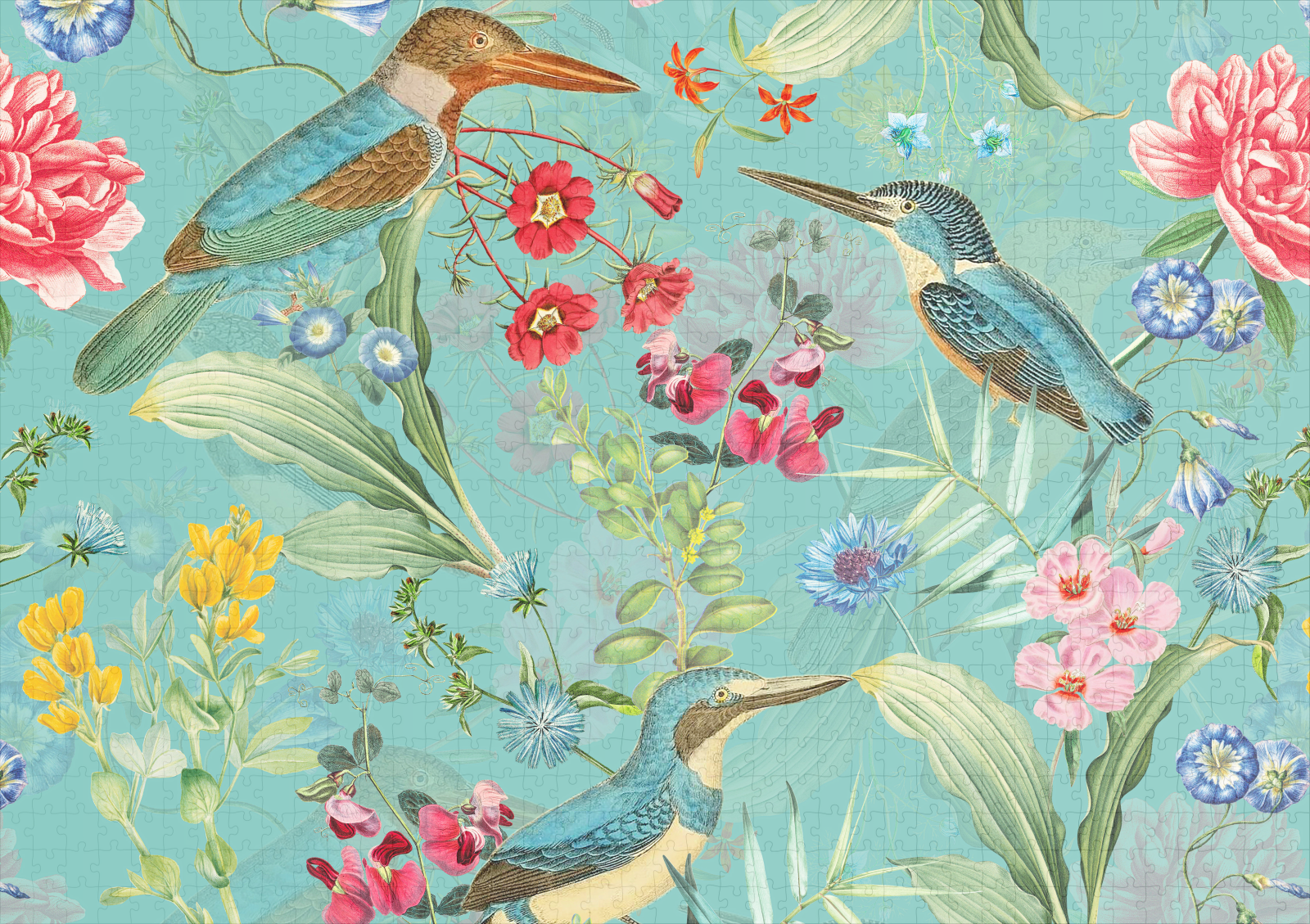 raxxa Premium-Puzzle: Kingfisher-Charme im Dschungel: Vintage-Design - Imagen 2