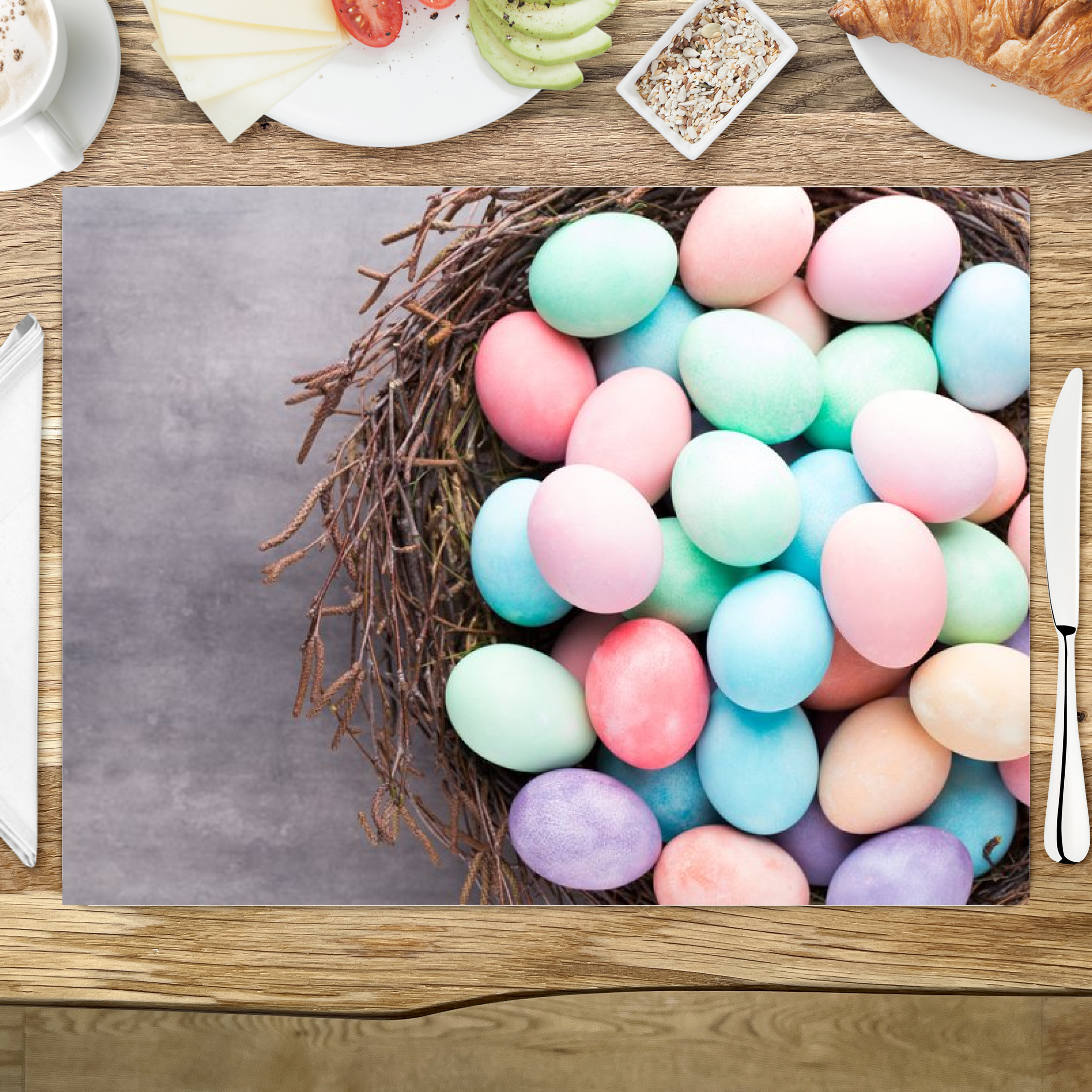 raxxa Premium-Tischset: Ostern gefärbte Eier auf dem Vintage-Hintergrund. – Image 3