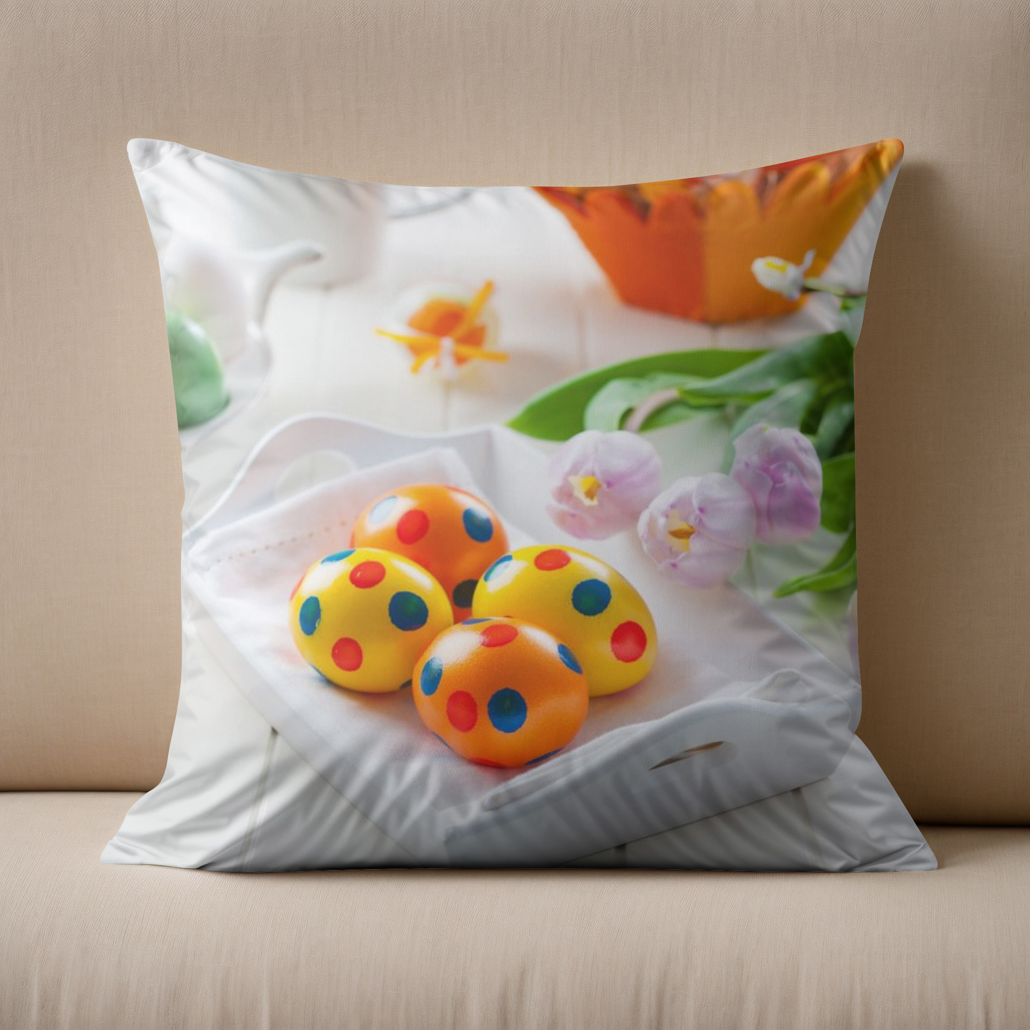 Kissen: Osterdekoration mit frischen Tulpen - Imagen 3