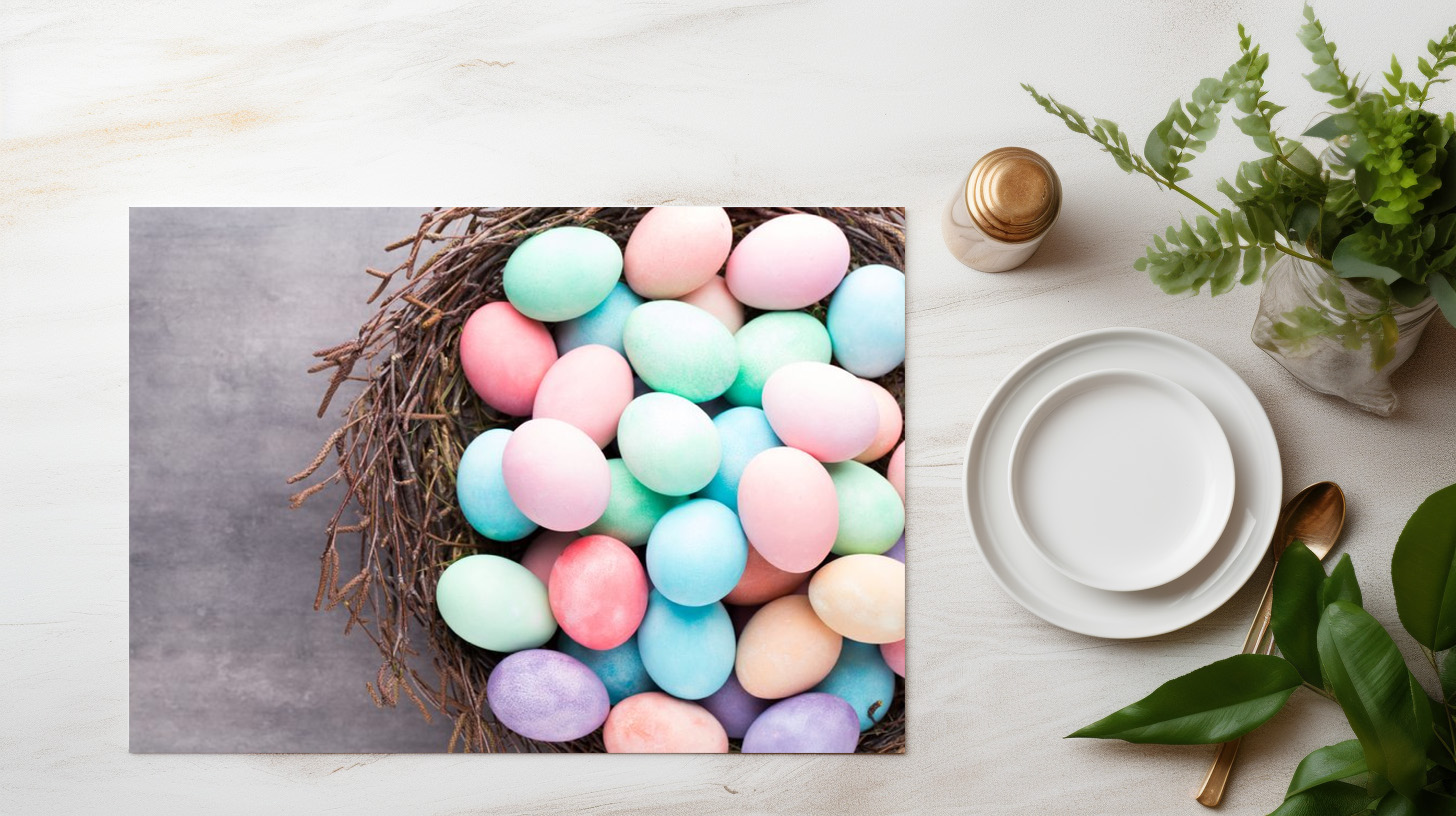 raxxa Premium-Tischset: Ostern gefärbte Eier auf dem Vintage-Hintergrund. – Image 6