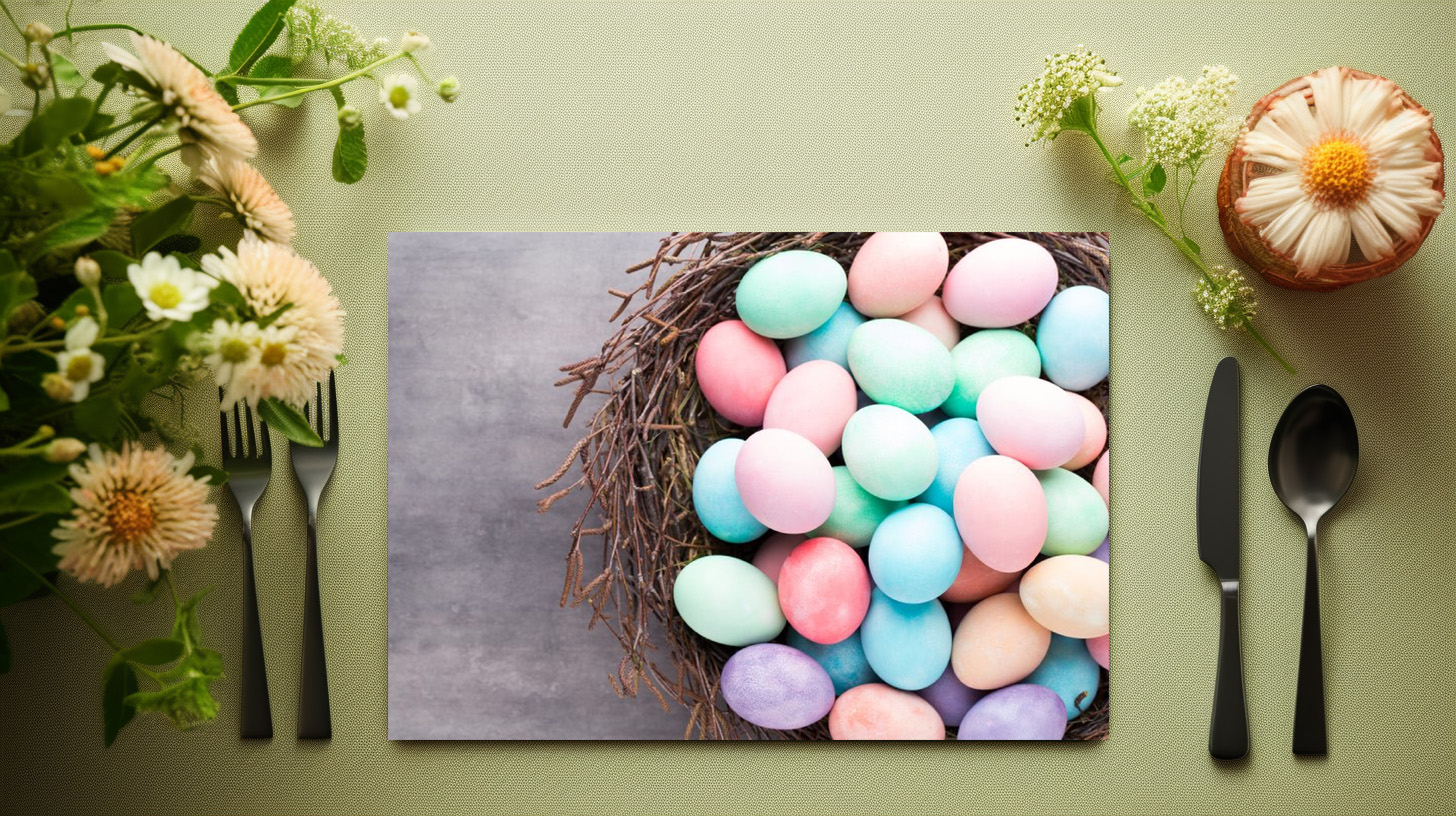 raxxa Premium-Tischset: Ostern gefärbte Eier auf dem Vintage-Hintergrund. – Image 7