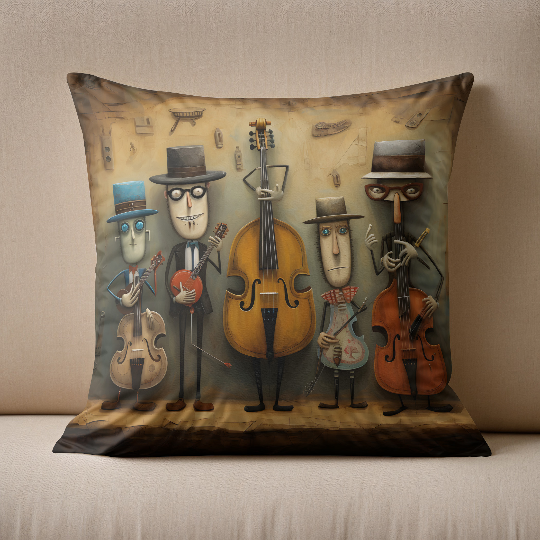Kissen: Whimsical Country Western Band 2 - Image 2