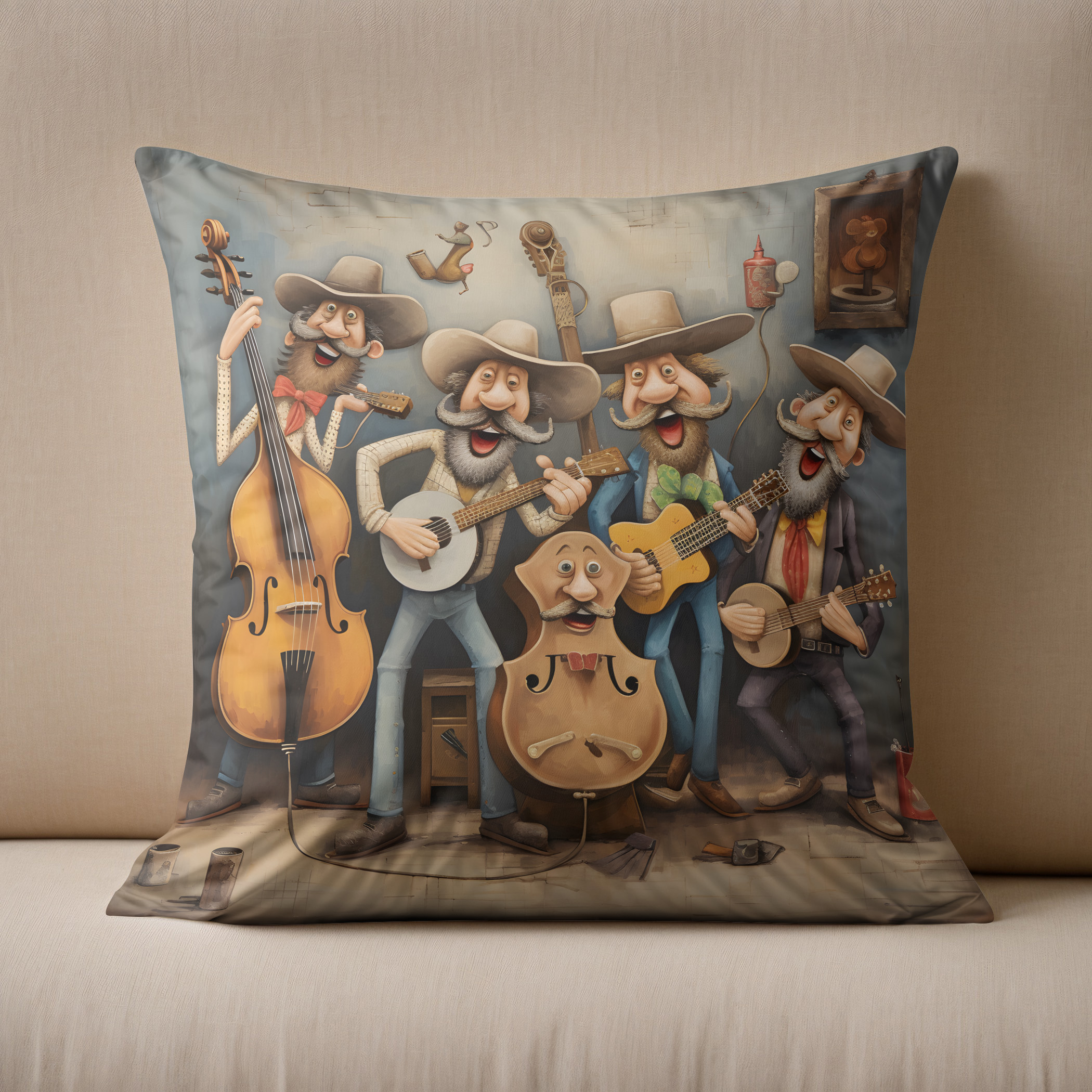 Kissen: Whimsical Country Western Band 3