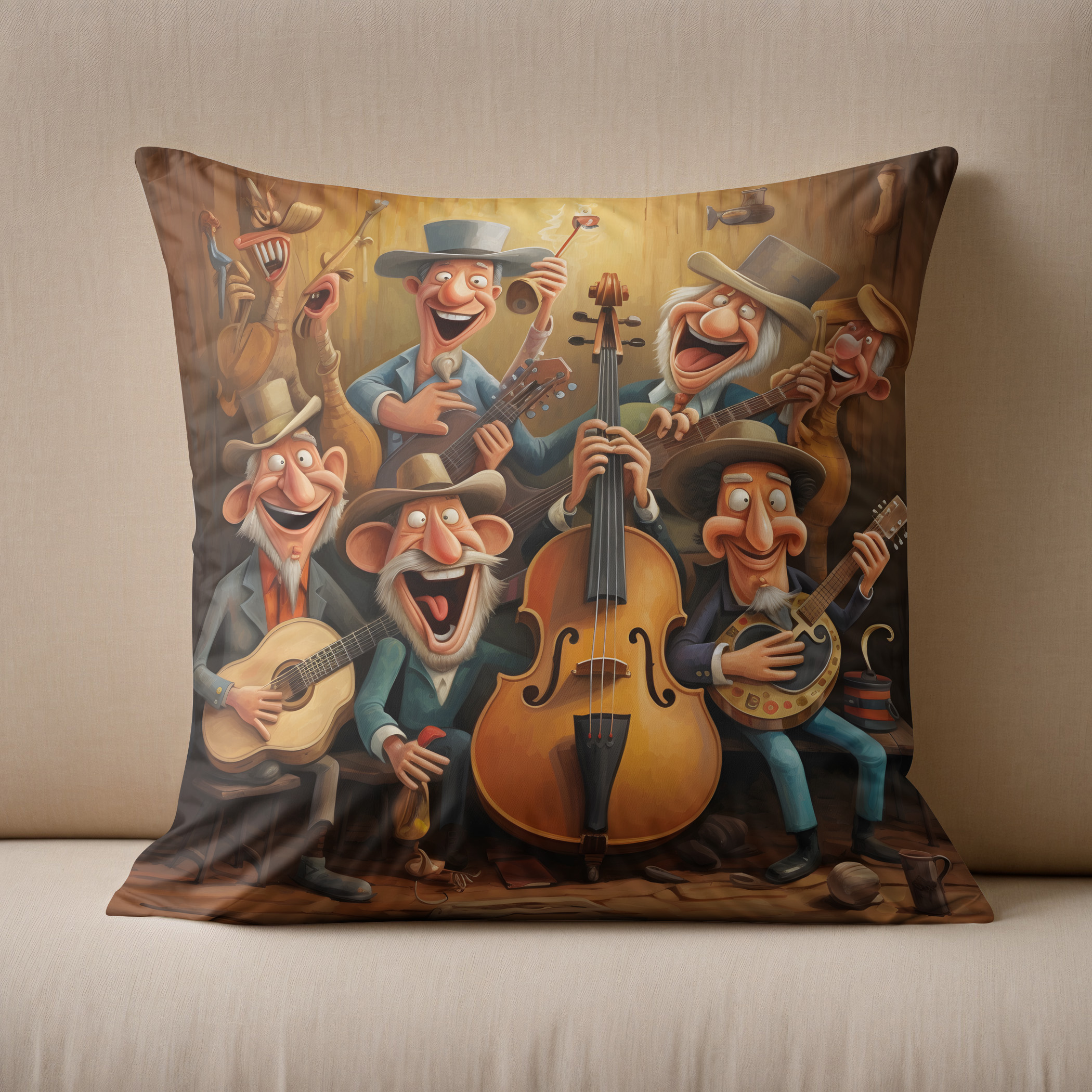 Kissen: Whimsical Country Western Band 4 – Bild 2