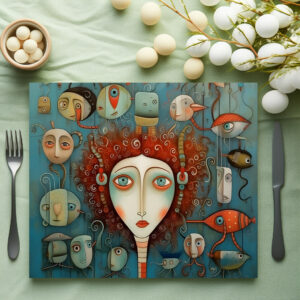 raxxa Premium-Tischset: Whimsical faces 1