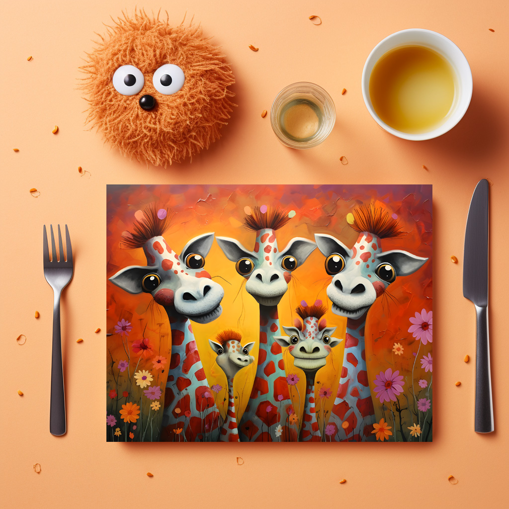raxxa Premium-Tischset: Whimsical Giraffen Familie