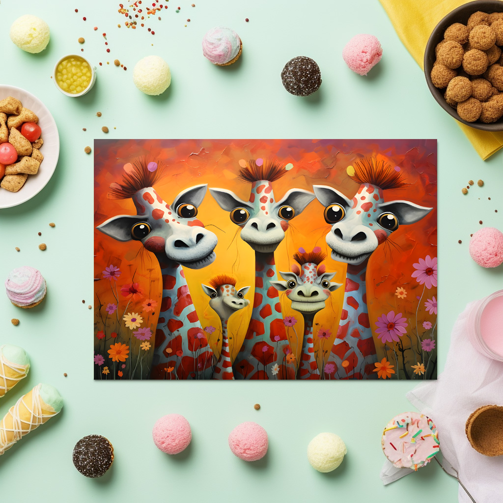 raxxa Premium-Tischset: Whimsical Giraffen Familie - Imagen 2