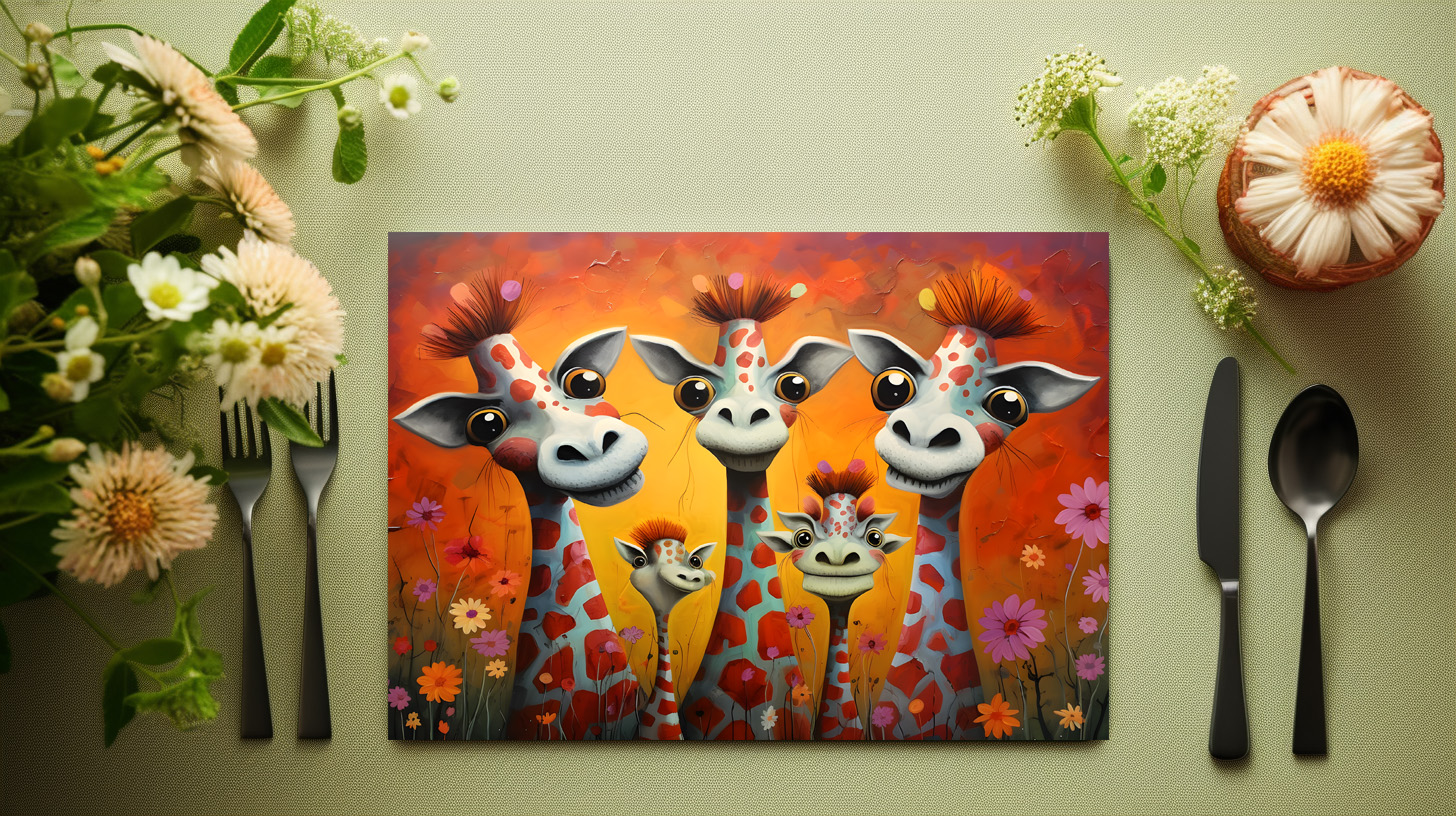 raxxa Premium-Tischset: Whimsical Giraffen Familie - Imagen 3