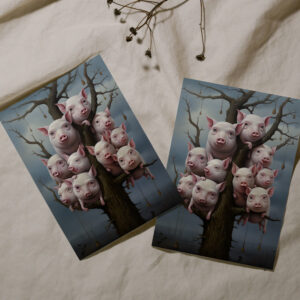 raxxa Postkarte: Whimsical Schweine Baum