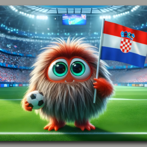 raxxa Premium-Tischset: Das Kroatische Whimsical Monster der Fußball-EM 2024